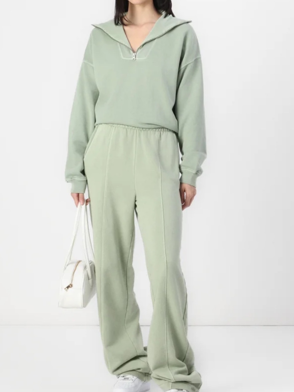gap Light Sage quarter zip sweatshirt
